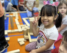 Students working on block work in the classroom